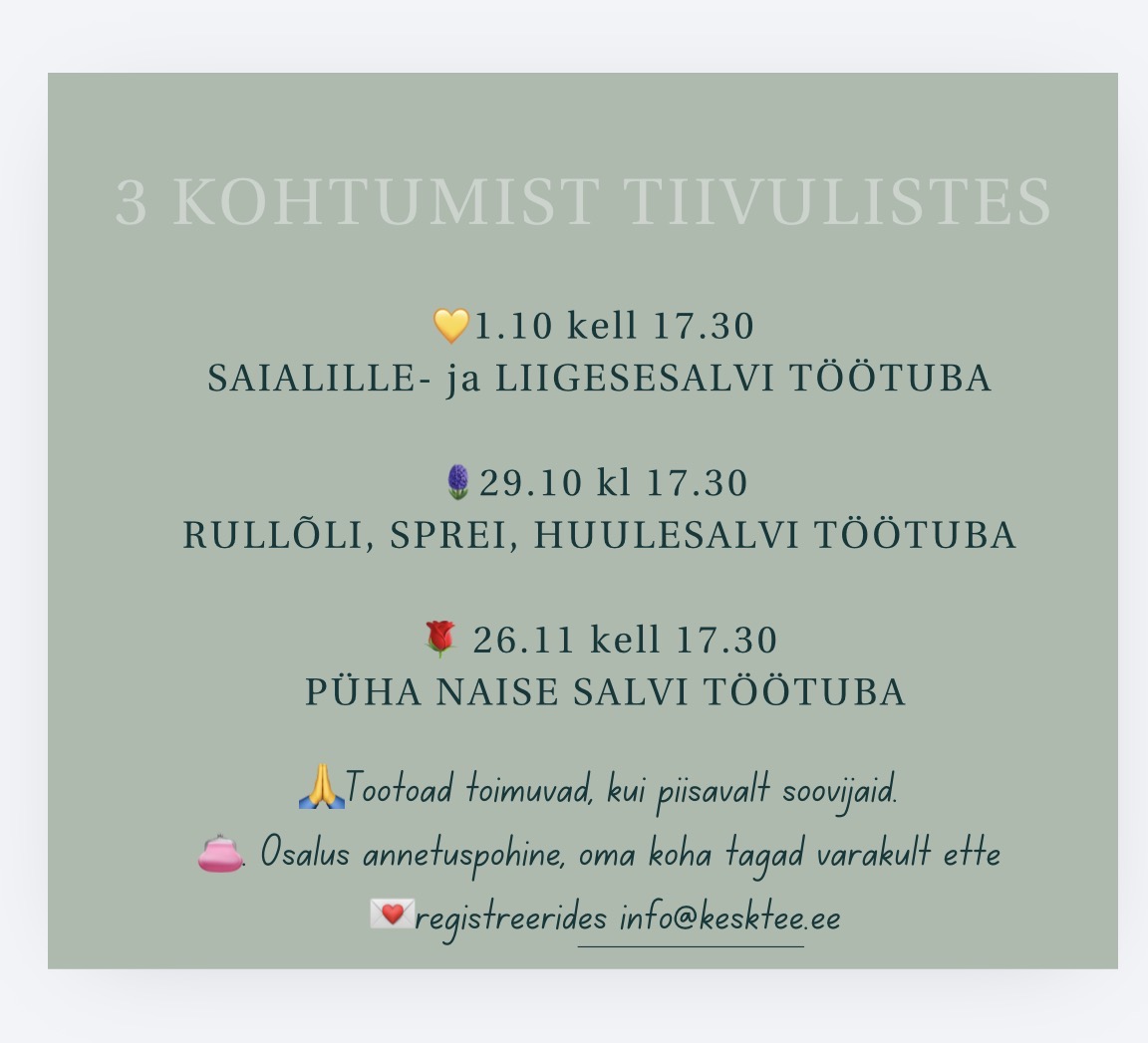 Liigese- ja saialillesalvi loomise töötuba screenshot